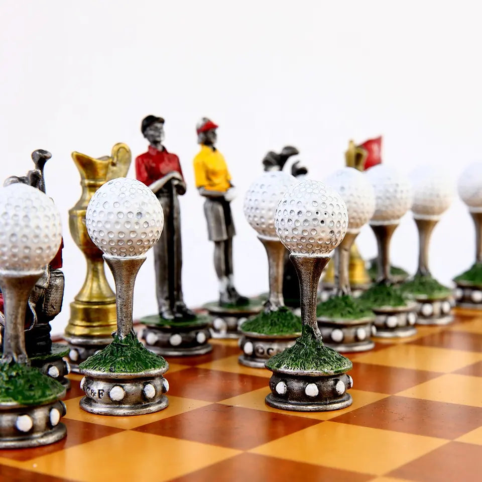Silver Swings vs Golden Greens Chess Set