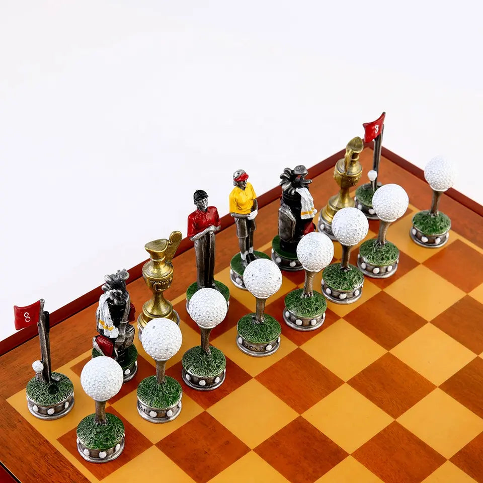 Silver Swings vs Golden Greens Chess Set