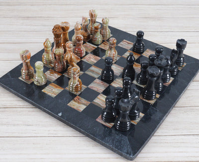 Marble Black and Green Chess Set