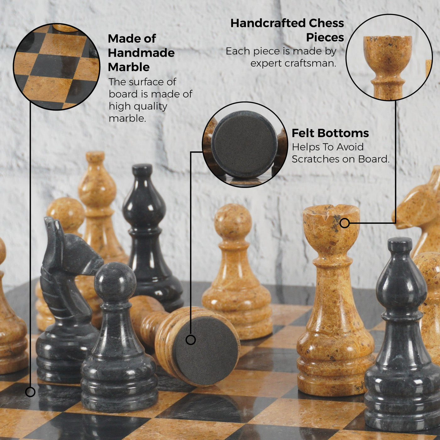 Marble Black and Rust Chess Set