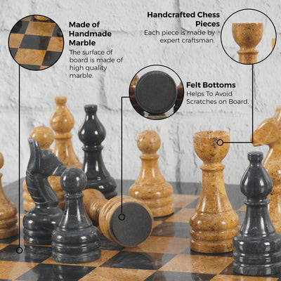 Marble Black and Rust Chess Set