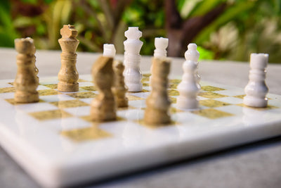 Marble Check and White Chess Set