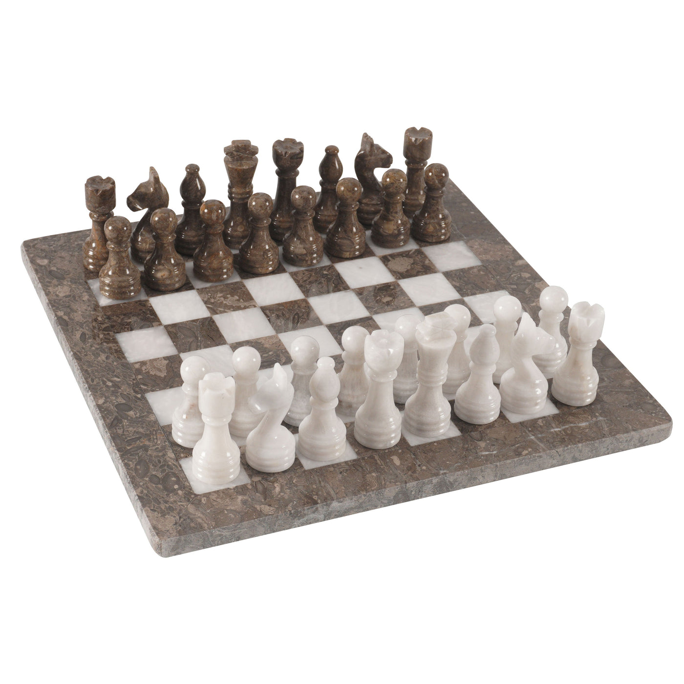 Marble Brown and White Chess Set