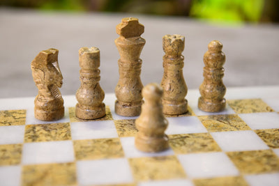 Marble Check and White Chess Set