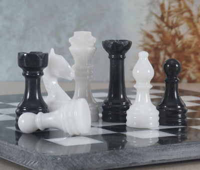 Marble Black and White Chess Set