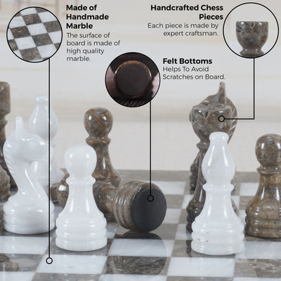 Marble Brown and White Chess Set