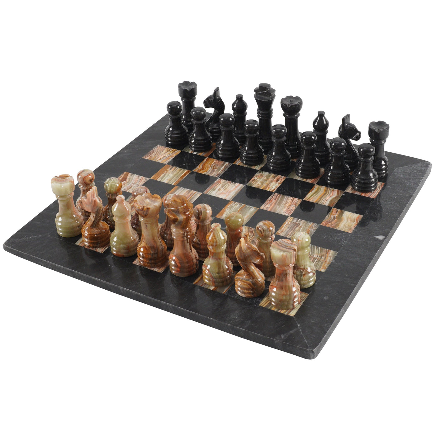 Marble Black and Green Chess Set