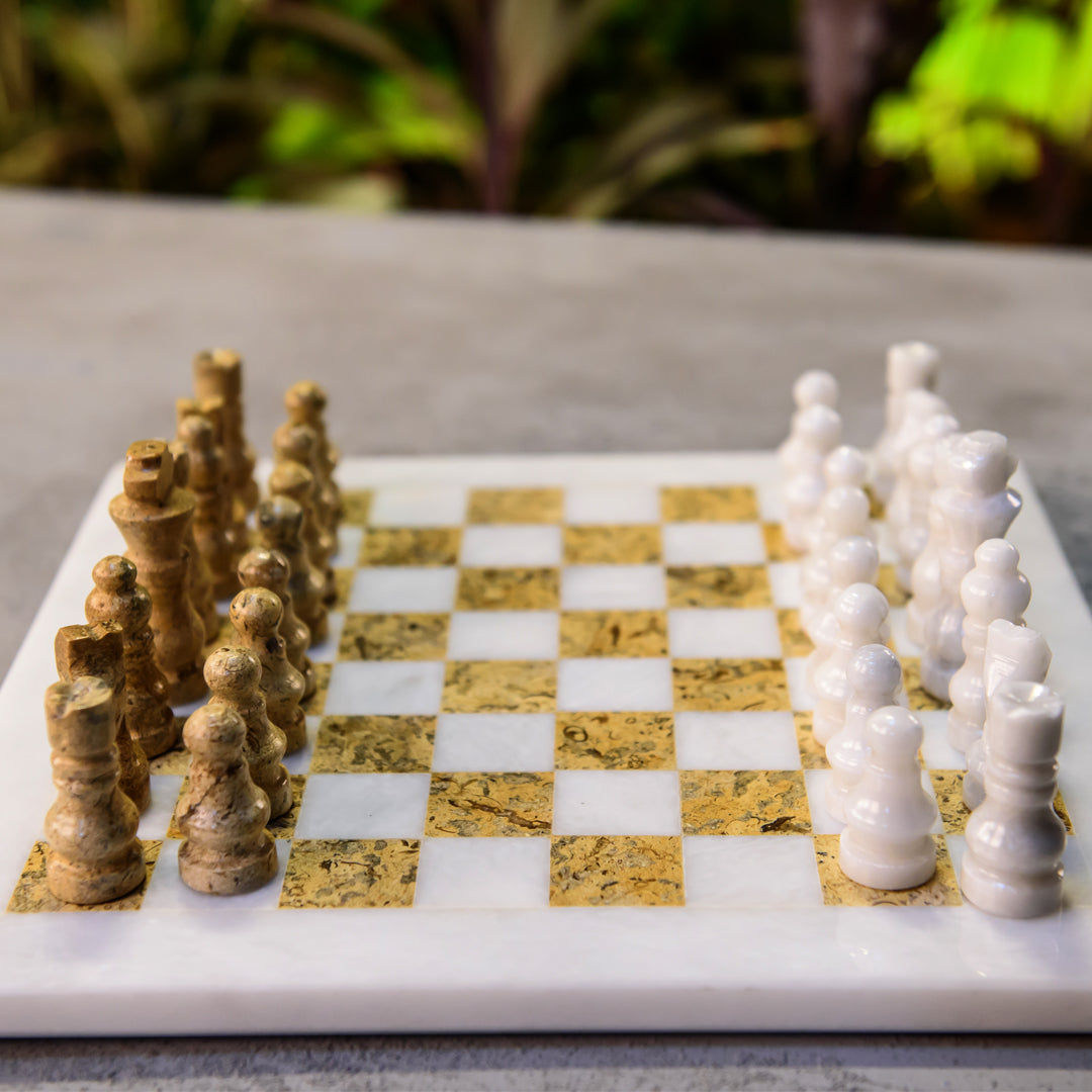 Marble Check and White Chess Set